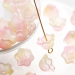 【10つ】no.8  ガラス　花　ビーズ　クリア　フラワー　花びら マーブル　ピンク　イエロー　黄色