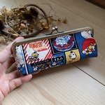 再販❺縦6.5cm スマート　コンパクト　昭和レトロ看板×ネイビー　ペンケース　筆箱