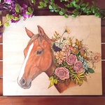 ベニヤキャンバス＊馬と花＊原画＊一点物