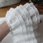 【a-00863-wht】3層 シフォン レース プリーツ 50cm ホワイト