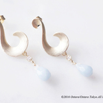Matt Gold Curvy Stud CZ Earrings,Gemstone Angelite