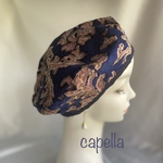 🌟capella🌟 ジャガード織濃紺のベレー帽　秋冬コーデにいかがですか？