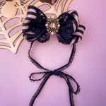 ペット用カチューム🖤ブラック　ピンク　ストライプ🎀小さめリボンタイプ🎀Ailebyirodori🎀