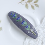 (7㎝)大人可愛い リンドウ刺繍パッチンピン