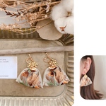 new color！　秋カラーのインド刺繍リボン　イヤリング　（ピアス可）