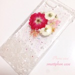 iPhone6/6sケース❤ローズ＆ローズ花束♡押し花