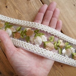 50㎝カット済み【インド刺繍リボン】チュール　リボン   【ストロベリーベージュ】