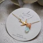  "Gift..Seabulechalcedony×Sunstone"サージカルステンレス シーブルーカルセドニー サンストーン バード☽