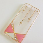 流れ星透明ピンクなiPhone8スマホケース キラキラ 宇宙 スター星 星座