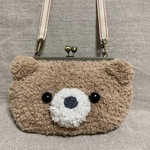 ふわふわブラウンくまちゃんミニガマ口ショルダーバッグ🧸