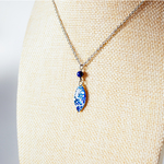 手描き ラピスラズリ 雪の結晶 ネックレス リーフグラデ ブルー