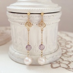 pink amethyst＆Pearlピアス♡