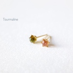 ❷トルマリン一粒ピアス／ノンホールピアス