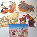 ハロウィンと秋っぽいポストカードセット（気づけばもう10月）
