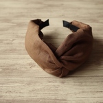 クロスターバン型カチューシャ（リネン・キャラメルブラウン）