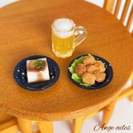 唐揚げ&冷奴&ビールセット ミニチュア