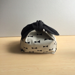 リボンお弁当袋 リボン×ピンドット黒 再販