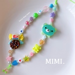ビーズストラップ🍪🍬スマホストラップ🐻グリーンくま と おやつ🍬💚デコ/MIMI.