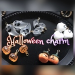 04 3個オバケ👻 ハロウィンチャーム オバケ ジャックオーランタン カン付き パーツHELLOWEEN