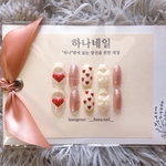 再販10回以上♥【𝐍𝐨.𝟕𝟎 너를 위해 달려가는 나의 마음,,❤︎】ネイルチップ  韓国ネイル　ハートネイル　リボンネイル　フレンチネイル　ハナネイル　70