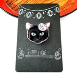 お祭り猫 ブローチ 黒猫×ひょっとこ