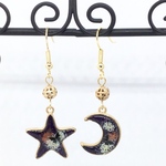 和風　ネイビーラメ　彼岸花　月と星　ピアス