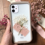 【pure heart】　全機種対応　かすみ草　ミニブーケ　インナーシート　クリアケース　iFace スマホ　 ホワイト　