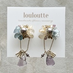 天然石のフラワーアクセサリー【 blue × clear gold 】