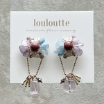 天然石のフラワーアクセサリー【 purple × sky blue 】