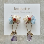 天然石のフラワーアクセサリー【 sky blue × clear gold 】