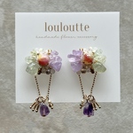 天然石のフラワーアクセサリー【 green × purple 】