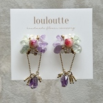 天然石のフラワーアクセサリー【 green × purple 】
