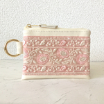 インド刺繍リボンのフリルポーチ