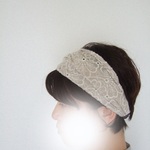 2022秋の新作　リーフ刺繍が上品なゆるターバン　ベージュ　よそ行きのアクセントに　