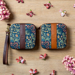 ミニポーチ moda fabrics ヒヤシンス柄 ネイビー