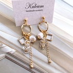 ♦︎送料無料♦︎ clear × pearl × gold エレガント ピアス