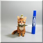 羊毛フェルト　猫　茶トラ猫さんとメジロさん　チャトラ　ねこ　ネコ　猫フィギュア