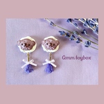 【ピアス・イヤリング】すみれの砂糖づけとテディベアクッキー