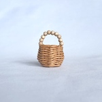 ミニチュア　ウッドビーズハンドルカゴバッグ / Miniature Wood Beads Handle Basket / hinoki