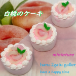 白桃のマーブル模様ケーキ　ミニチュアケーキ