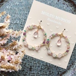 14kgf*カラフル天然石の大ぶりフープピアス(花畑)