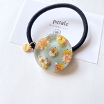 再販⭐️ビタミンカラーの花柄グリーンラウンドヘアゴム