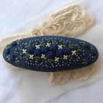 Blue rose刺繍バレッタ（大）