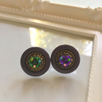 アンティークボタンと薔薇のピアス