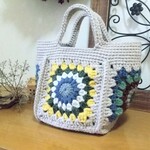 オーダー主様専用　モチーフ編みのニットバッグ　ベージュmix
