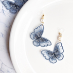 【♡再販×6♡】Blueの上品バタフライイヤリング