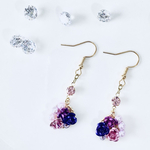 薔薇のグラデーションピアス 紫