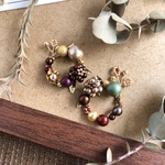 -autumn wreath-  秋の木の実のリースピアス        秋  秋色 パール ビーズ マット 華やか 大人