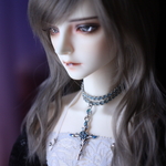 ドールアクセサリー　青薔薇クロス　チョーカー