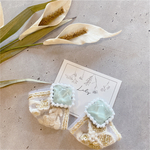new◆ivory×green インド刺繍ピアス／イヤリング